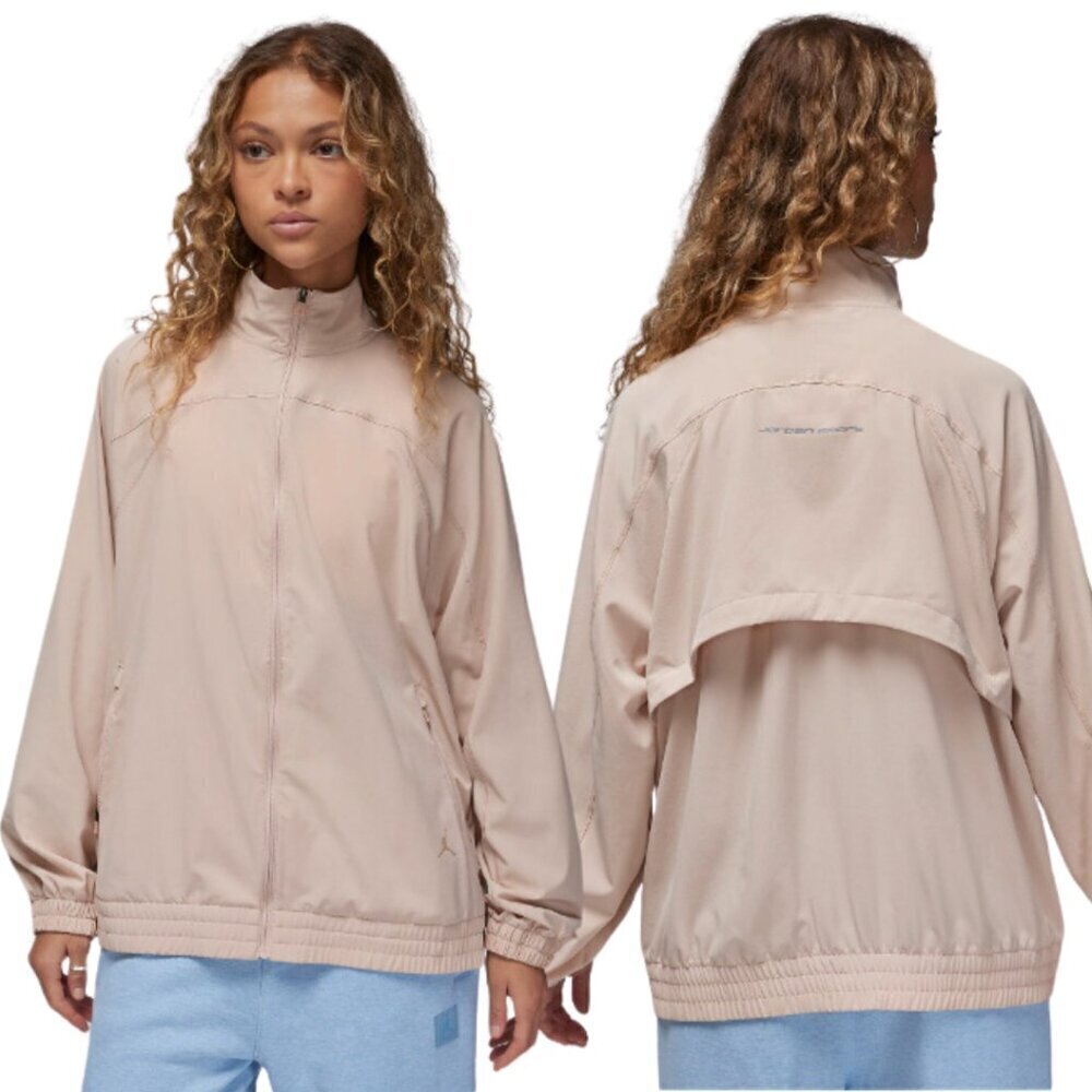 NWT Jordan Sport Dri-Fit Woven Jacket Women's Medium Beige Full Zip Windbreaker